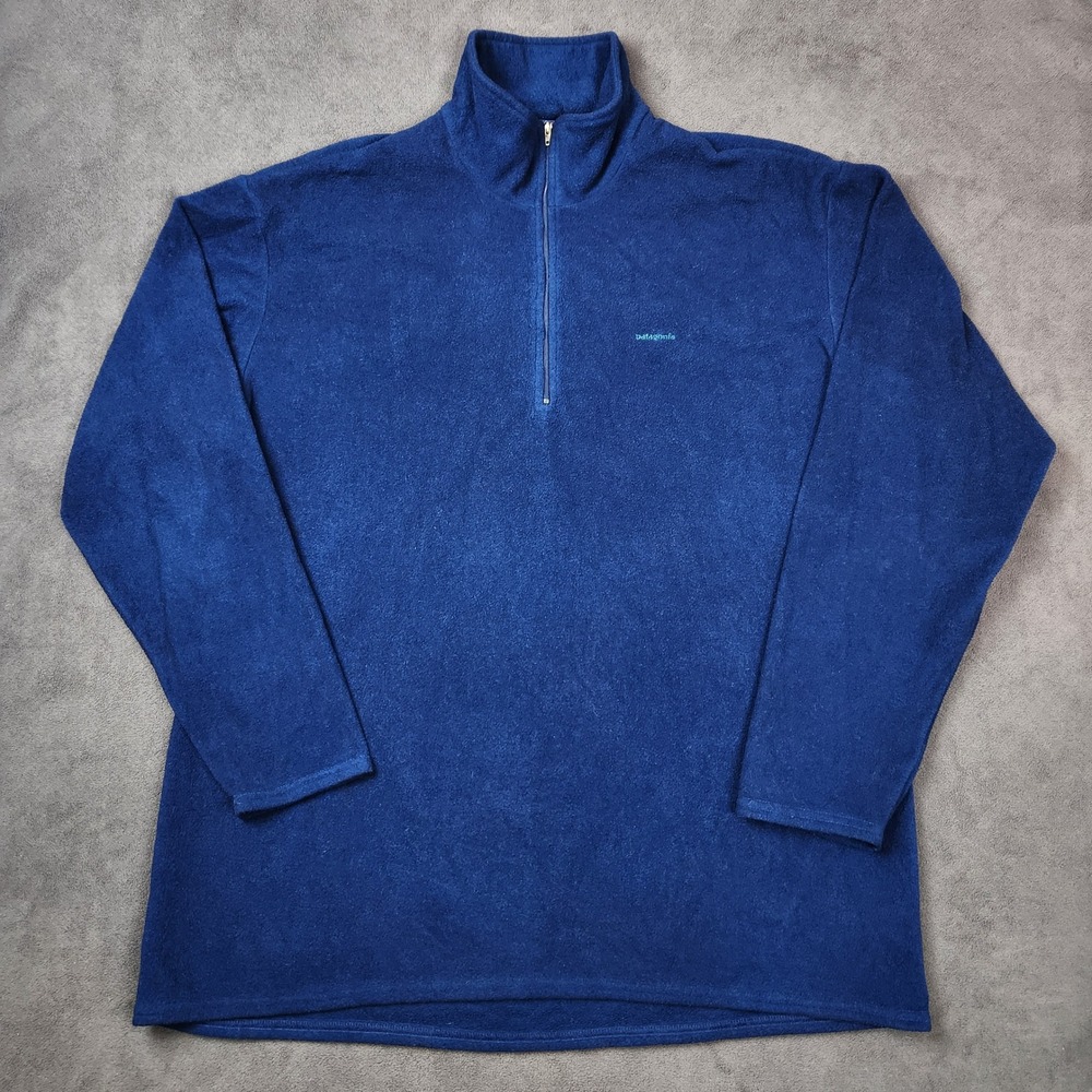 Vintage Patagonia Capilene Fleece 1/4 Zip T Pullover Mens XXL Blue‎ Sweater USA